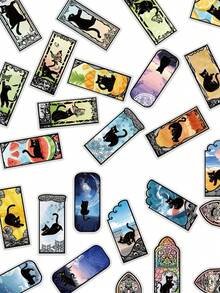 Meow's Secret PET Stickers, Cartoon Black Cat Stickers For Luggage, Scrapbooking, Phone Cases - Graffiti Stickers - View 1