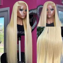 直发蕾丝前假发，真人前额发，30英寸，13x4蕾丝前假发，原生发，200%密度，高清透明骨直混合发假发，613金色，预先拔毛漂白，细小发结，女士真蕾丝前假发 - S613 - 查看 8