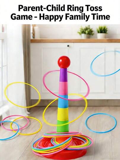 4DRC 6pcs/12pcs/24pcs Interactive Throwing Toy Set, Outdoor Toss Game Combo, Colorful Toss Rings Toys, Suitable For Parent-Child Interaction, Ideal For Kindergarten, Family Gatherings, Festivals And Competitions, Great For Christmas. The Ring Colors Are Random.