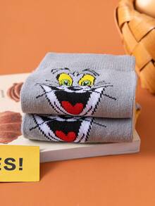 Noctvar OBM Sleepwear X TOM & JERRY 1 đôi tất nữ dài đến bắp chân họa tiết mèo và chuột, thiết kế hình trái tim hoạt hình dễ thương, tất mùa hè thời trang hình chuột ngộ nghĩnh, tất cổ cao thoáng khí với họa tiết hoạt hình, thích hợp làm quà tặng hoặc mặc hàng ngày cho học sinh/người lớn, tất đôi. - Nhiều màu - Xem 4