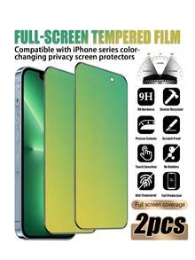 2片装渐变色隐私钢化玻璃屏幕保护膜，兼容 11/12/13/14 Pro Max/15 Pro Max/16/16 Plus/16 Pro/16 Pro Max/16e/17/17 Air/17 Pro/17 Pro Max，保护屏幕隐私，边缘光滑。 - 彩色 - 查看 40