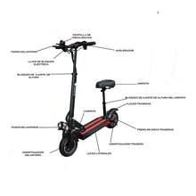 OSOMOTO PATIN ELECTRICO SCOOTER ESO-04 35KM/H, 500W, 100-240V con Asiento Acolchado Suspensión Premium y Frenos de Disco - Negro - Ver 6