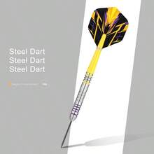 Darts Metal Tip Professional Steel Tip Darts, With 3 Dart Metal Barrels 3 Dart Wings 3 Interchangeable Plastic Shafts 12 Rubber O - Rings 1 Dart Sharpener - Yellow - View 8