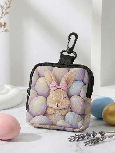 Easter Themed Zipper Coin Purse, Lightweight Currency, Cash ID Card Credit Card Portable Coin Pocket, Small Wallet, Miscellaneous Storage Bag, Modern Fashion Travel, Birthday Gift, Anniversary Valentine's Day, Valentine's Day, Women's Gift, Teacher Gift