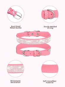 Collar para perro/gato de 16-46 cm de tamaño de cuello - Lujo con cristales brillantes, terciopelo suave, piel sintética duradera y ajustable para mascotas pequeñas/medianas/grandes - Multicolor - Ver 4