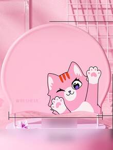 1顶硅胶学生青少年防滑泳帽，可爱卡通猫咪图案，简约粉色系列，速干气质帽 - 多色 - 查看 4