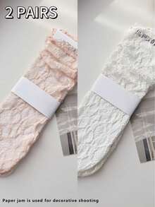 1/2/3/5 đôi tất dài đến đầu gối bằng ren Pháp cổ điển, mỏng, khoét lỗ dành cho nữ, phù hợp với giày Mary Jane. - Nhiều màu - Xem 16