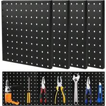 4Pcs Metal Perforated Board Pegboard Workbench Tool Organizer Wall Mount Iron Panel Display - màu đen - Xem 1