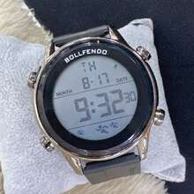 Men's Digital Watch With Digital Display Showing Time, Date, Day Of The Week, And Stopwatch Function, Available In Four Colors. 47 Mm Case. - Black - View 1
