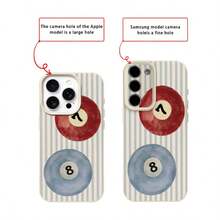 1个TPU材质清新蓝条纹台球图案手机壳，兼容 17 Pro Max/17/16 Pro Max/15/13/12/11、S20 FE/A15/S24/A55、Note 11/12/13 Pro，全包防摔软壳保护套，国际版，非国内版 - 白色 - 查看 7