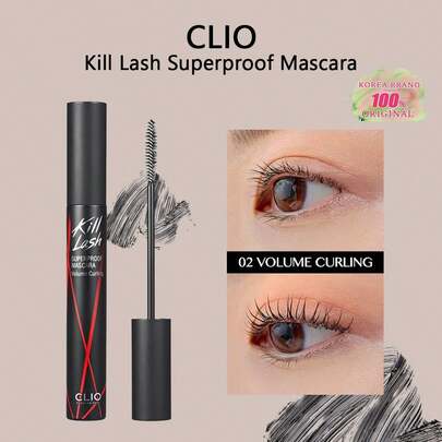 Clio Kill Lash Maskara 02 Hacim Veren Kıvırıcı, Yıkanabilir, Vegan Formül, Ultra Hacim Veren, Bulaşmayan, Topaklanmayan, Kıvrımları Koruyan, Uzun Süre Kalıcı, Su Geçirmez, Kıvırıcı, Uzatıcı, Solmaz, İnce Fırça Başlığı, Yeni Başlayanlar İçin, K-Beauty, Kore Makyajı, HEDİYE, 100 ml/0.24 Fl Oz