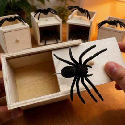 新款蜘蛛弹簧盒恶作剧玩具，恐怖昆虫惊喜盒，节日、情人节、愚人节、生日趣味恶搞礼物