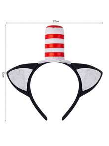 Cat's Ears (Steamed Cat-Ear Shaped Bread) Hairband And Red Smoke Column Hat Costume At A Cute Role Play Party, This Striped Top Hat Is Very Suitable For School Dramas, Halloween, Or Online Themed Parties, Birthday Parties And Makeup Parties. The Headband With Cat's Ears (Steamed Cat-Ear Shaped Bread) Is Designed To Attract And Attract Eyes. The Unique Classic Design Will Make You Stand Out From Any Crowd - Multicolor - View 12