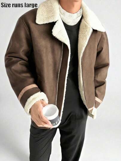 Men's Casual Fashion PU Leather Jacket, Outdoor Sports Thermal Lined Coat, Autumn/Winter