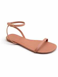 Women's Sandal With Ankle Straps And Buckle 20.07 - Màu be - Xem 4