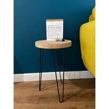 Rustic Round Real Wood Table, Iron Hairpin Legs, Real Rings, Real Wood. - Multicolor - View 2