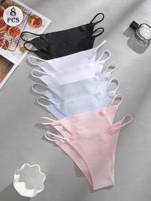 8 chiếc/gói quần lót nữ cạp thấp, không đường may, dây mảnh, gợi cảm. - Nhiều màu - Xem 3