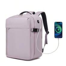 Mochila de cabina Ryanair, equipaje bajo asiento, apertura 180°, impermeable, con compartimento para portátil, varios bolsillos, correa para maleta, ideal para trabajo, escuela, fitness y vi - Morado – Grande (40 x 20 x 30 cm) - Ver 10