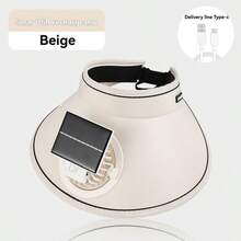 1个300mAh可充电+太阳能供电便携式头戴风扇，双电源模式，3档风速可调，45°倾斜角度调节 - 彩色 - 查看 6