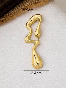 1pc Minimalist Geometric Lava Shaped Smooth Brooch, Suitable For Daily Wear, Gatherings And Festivals - Gold - View 5