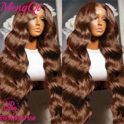 200% Density 30 Inch HD Lace Front Wigs Human Frontal Hair Brown Color Wigs 13x4 5x5 13x6 Frontal Lace HD Transparent Lace Wig Colored Blended Hair Wig Pre Plucked Wig With Baby Hair For Women Party Daily Festival Use