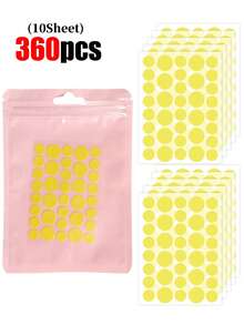 1080片黄色圆形脸部贴纸，不含酒精和香料，温和亲肤，易于粘贴，防水透气。是拍照和脸部彩绘的必备品，适用于各种派对、聚会和娱乐活动。另有720/180/72/36片装可选。赠品、旅行、平价好物、旅行必备品 - 彩色 - 查看 8