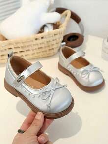 1 Paar Kinder Lässig Mode atmungsaktive weiche Sohle bequeme Lederschuhe, Mädchen Klettverschluss Flache Schuhe für Kleinkinder & Kleine Kinder - Silber - Übersicht 3