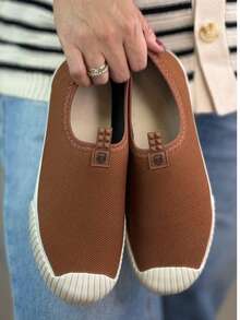 Tênis Meia Feminino Adulto tenis academia feminino  Slip On Calce Fácil Esportivo Leve Casual 34 ao 39 - Marrom - Visão 8