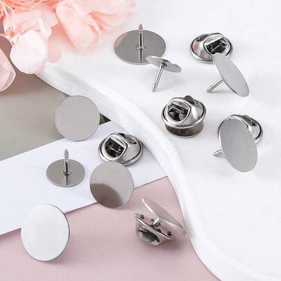 Set de 10 piezas de alfileres de broche plano de acero inoxidable 316/Set de alfileres planos con broche de mariposa, adecuado para manualidades DIY, accesorios decorativos de clip de insignia