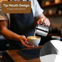 Stainless Steel Milk Frother, Silver, 350ml/600ml/900ml - Latte Art Cup - View 4