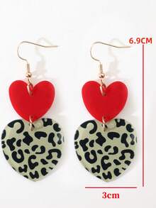 复古港式心形豹纹耳环，性感豹纹拼接情人节耳环 - 彩色 - 查看 6