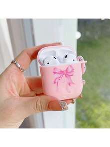 Bowknot Protective Case Suitable Compatible With Apple Bluetooth Wireless Earphones, Anti-Scratch And Drop-Proof Cover Compatible With Apple Bluetooth Earphone Case - Pink - View 3