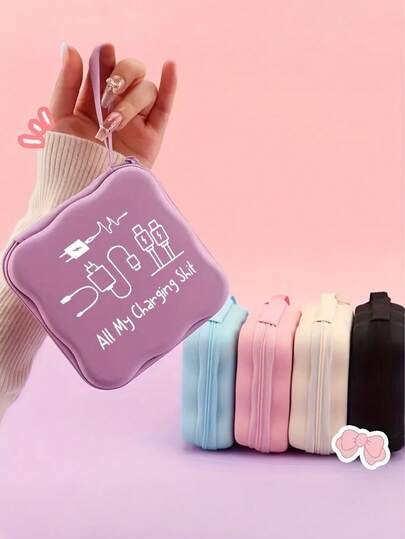 Portable Square Digital Accessories Storage Bag, Suitable For CCD Camera Charger, Earphones, Cards, Data Cables, Etc. Cute Cartoon Pattern, Digital Camera Accessory Storage Box, Travel Data Cable + USB Cable Storage Bag, Multi-Functional Digital Organizer Pouch, Small Storage Bag, Suitable For Daily Commute, Travel, Work, Dorm Storage, Valentine's Day Gift, Back To School Gift Charger Case Packing Cubes For Women For Men Charger Bag Travel Essential Travel Essentials Cruise Essentials Wacation Essentials Holiday Essentials Travel Stuff