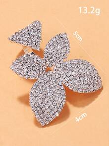 1枚银色全镶钻大花朵单戒指，适合宴会、鸡尾酒会、婚礼等场合。 - 銀色 - 查看 5