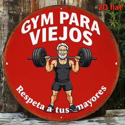 1 pieza Placa de señal de aluminio redonda española de 8*8 pulgadas, placa decorativa vintage con texto "Gym Grandpa", placa decorativa con tema de gimnasio abuelo retro, adecuada para gimnasio, bar, gimnasio en casa, restaurante con tema deportivo, oficina, sótano, muestra fuerza y humor, agrega estilo personal y vitalidad a tu espacio, gran regalo para entusiastas del fitness o amigos, decoración única, orificios de montaje aleatorios