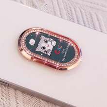 1pc Cute Cat Metal Phone Grip Stand With Rhinestone, Finger Ring Holder, Rotatable Desk Phone Holder, Multifunctional Slouchy Phone Grip - Multicolor - View 15
