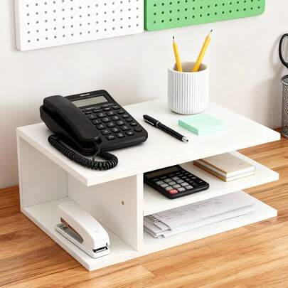 Desktop Wooden Printer Shelf 2-Tier | Multi-Functional Desktop Organiser For Home Office, File Storage, Books & Printer Supplies