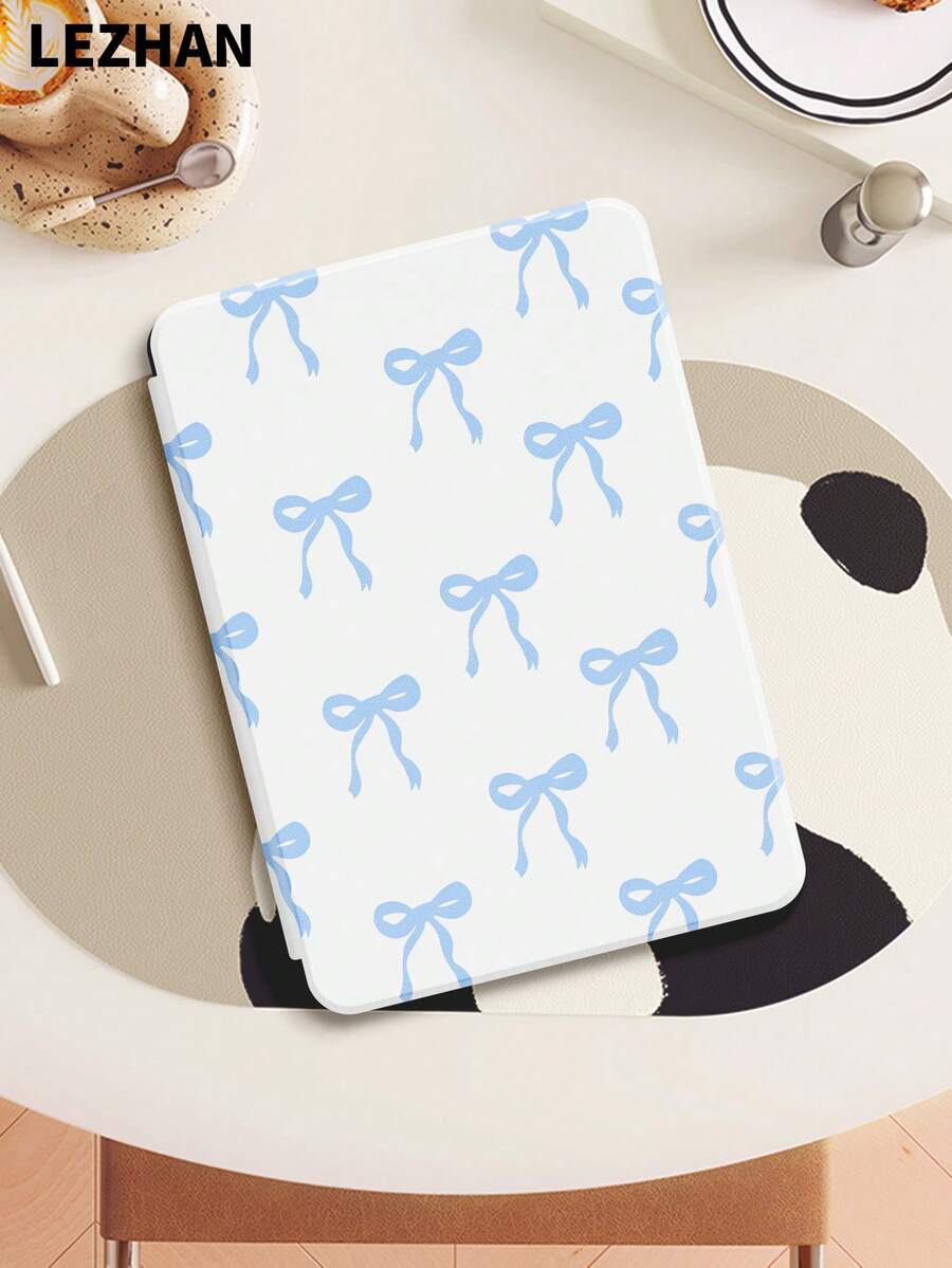 1pc Water Blue Bow Pattern Protective Case Suitable For Kindle 2024, Kobo, Kindle NK 11/Kindle Kids Edition/Kindle Paperwhite 5, E-Book Protective Cover With Auto Wake/Sleep Function, Lightweight And Convenient, Perfectly Fit To Protect Your Reading Device - Multicolor - View 1