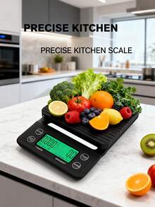 3kg Balanza digital para alimentos, medición de alta precisión, panel de pantalla LED, con conversión de unidades, temporizador y función de tara, adecuada para cocina, granos de café, cocina (baterías no incluidas) - Multicolor - Ver 2