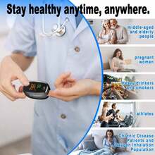 Oxímetro de pulso para dedo: combina la función de monitorización de la saturación de oxígeno en sangre y la medición del oxígeno en sangre. Es un instrumento portátil para detectar la saturación de oxígeno (SPO2) y la frecuencia cardíaca. No incluye cable de conexión. Las pilas se deben comprar por separado. Viene con una elegante caja de embalaje externa. - Negro - Ver 2