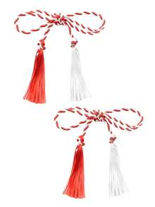10/4 手工红白流苏，2026市场款，寓意好运，民族风饰品，适合搭配珠宝、胸针和礼盒配件 - 蝴蝶型 - 查看 11