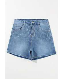 Ashleigh Blue Rhinestone Embellished Denim Shorts Women - 藍色 - 查看 9