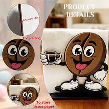 1/2 pièces Porte-serviettes en bois en forme de grains de café intéressants, distributeur de serviettes, convient pour le café, la cuisine, rangement de serviettes, cadeau de fête - Multicolore - Voir 4