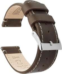 ¡RecomendadoBarton - Correa de reloj de piel de grano superior - Elección de ancho - 16 mm, 18 mm, 19 mm, 20 mm, 21 mm, 22 mm, 23 mm o 24 mm¡Top de Temporada - Cuero de silla de montar / Lino Costuras blancas - Ver 9