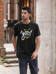 Men's fashionable printed short-sleeved crew neck casual summer short-sleeved top, machine washable, comfortable outdoor casual wear, machine washable shirt - Negro - Ver 2