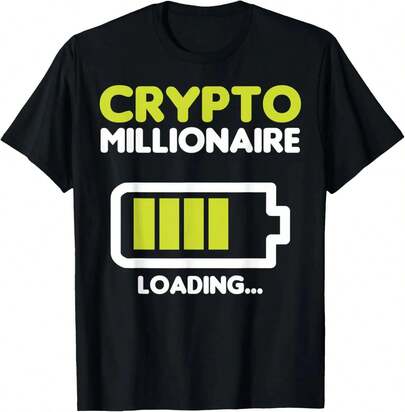 Crypto Millionaire Loading Graphic Tee Men Casual Short Sleeve Breathable T-Shirt