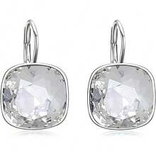 ¡RecomendadoAOBOCO - Aretes de plata esterlina adornados con cristales de Austria, aretes de vidrio cuadrados con corte de cojín, hipoalergénicos, joyería de aniversario de cumpleaños, regalos para mujeres¡Top de Temporada - Negro - - Ver 25