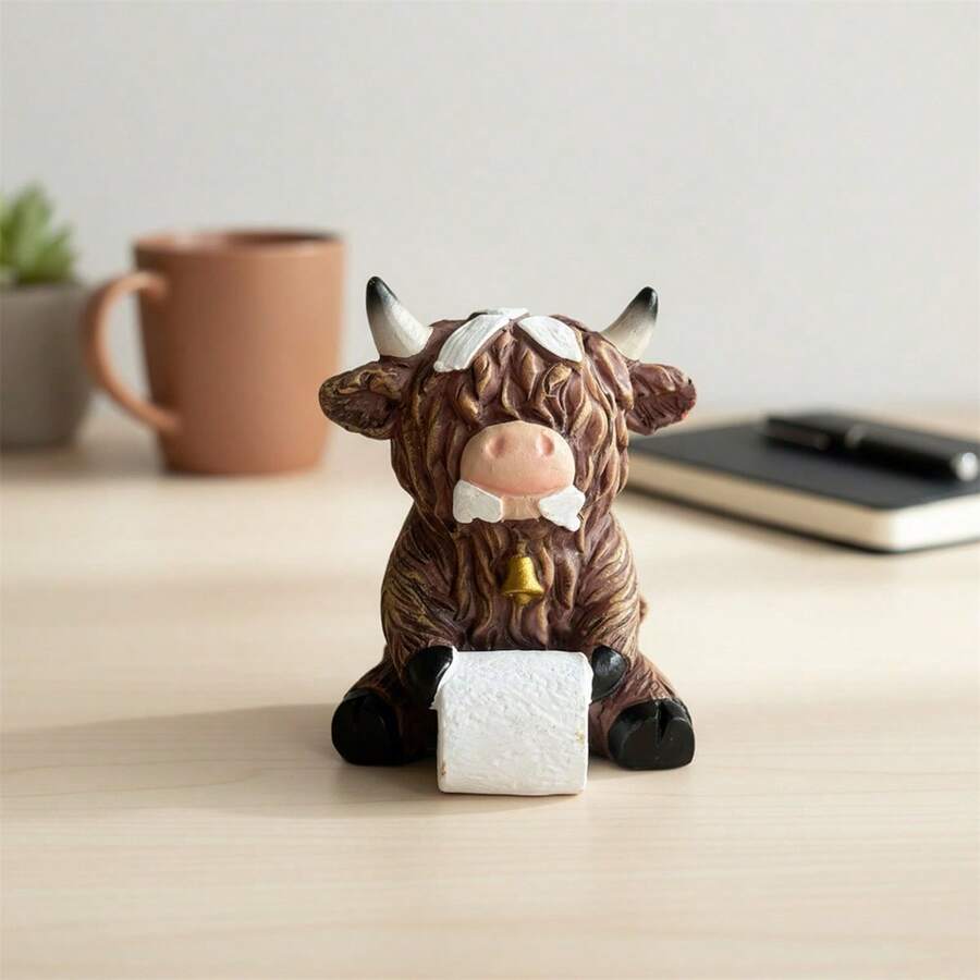 Highland Cow Figurine Cute Resin Animal Statues Decorations For Home Indoor Outdoor Garden Yard - E - 查看 1