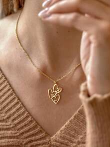 1 chiếc mặt dây chuyền hình trái tim khắc tên gia đình theo yêu cầu, mặt dây chuyền nhiều trái tim tùy chỉnh, mặt dây chuyền hình trái tim vàng khắc tên dành cho nữ, dây chuyền bạc, trang sức thời trang tùy chỉnh, quà tặng Ngày Valentine/Ngày của Mẹ. - Nhiều màu - Xem 5