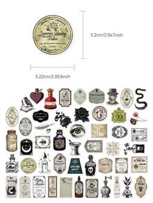 50张复古哥特式药剂师药水标签贴纸，适用于笔记本、手机壳、行李箱、吉他、滑板等。 - A - 查看 2